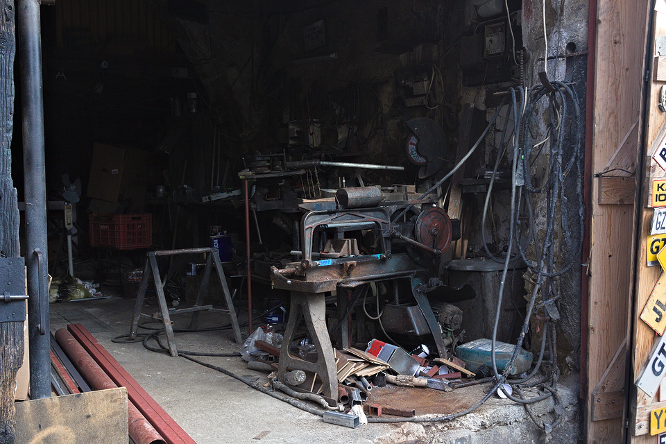 A blacksmith’s workshop, around noon